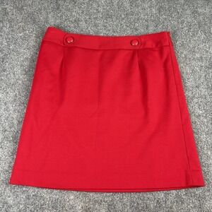 Vintage Ann Taylor Loft Petites Skirt‎ Women 6P Red Button Waist Mini Preppy Y2K